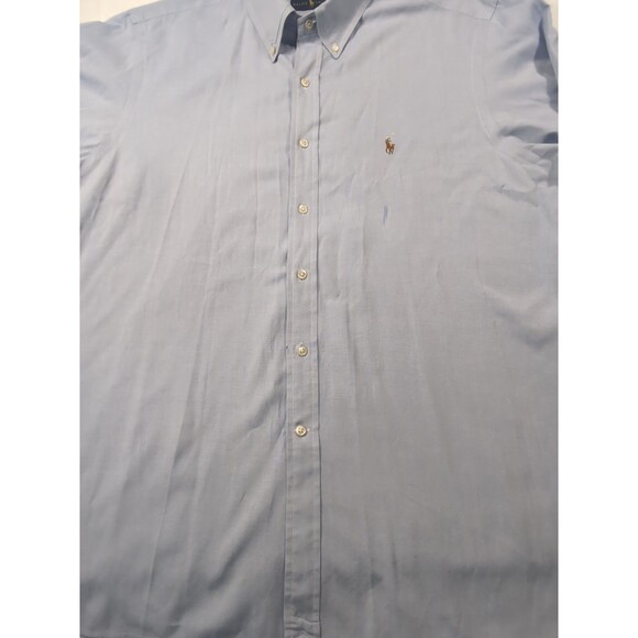 Ralph Lauren Classic Fit Flesh Pony Blue Men Button Shirt  17.5 34/35 *Stain* - Picture 3 of 12